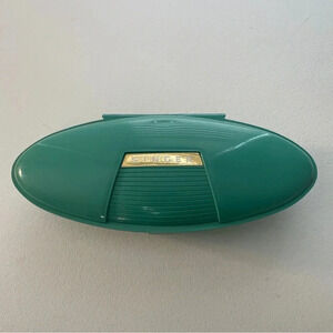 VINTAGE 60'S SINGER Box Case Sewing Accessories W/ Buttonholer Attachments Teal
